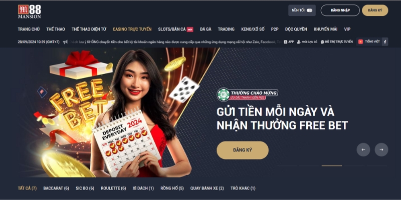 Tổng quan sảnh m88 casino